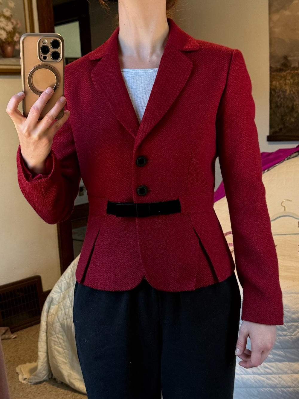 Tahari Arthur S. Levine Red Wool Blend Blazer Size 4